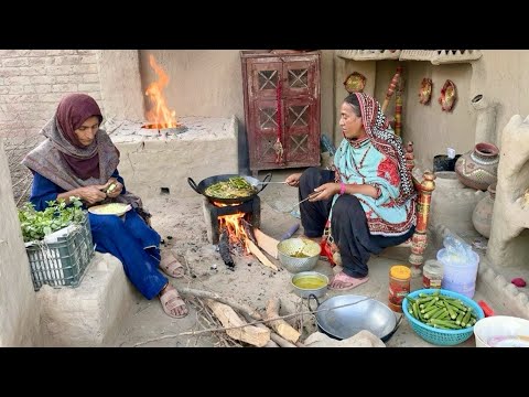 Village Mai Season Ki first fry Bhindi Banai