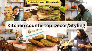 Protein Rich Soya Tikka Sandwich / Kitchen Decor & styling - Fall Decor - open shelves styling