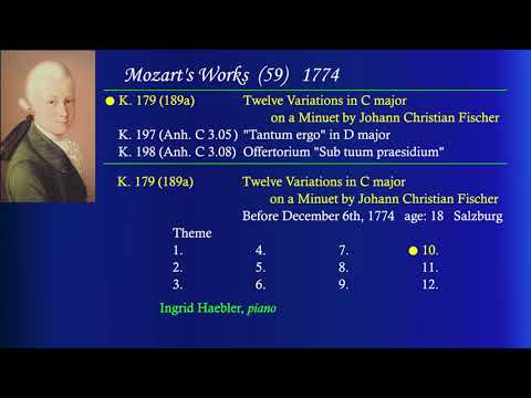 Mozart's works (59) K179 (189a) 12 Variations on a Minuet by J. C. Fischer, K197"Tantum ergo", K198