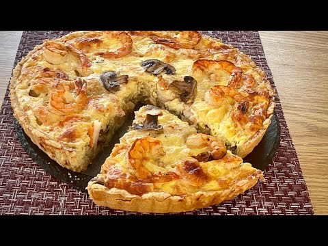 QUICHE Gourmande au CREVETTES et CHAMPIGNONS, Recette Simple et Savoureuse