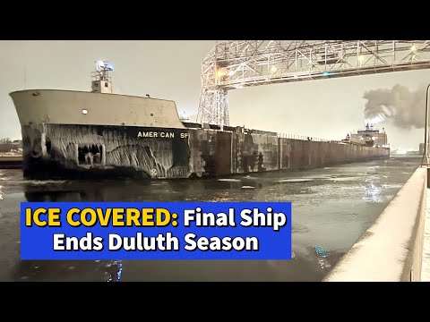 ⚓️ ICE COVERED: Final 1000 Foot Ship Ends Duluth Season