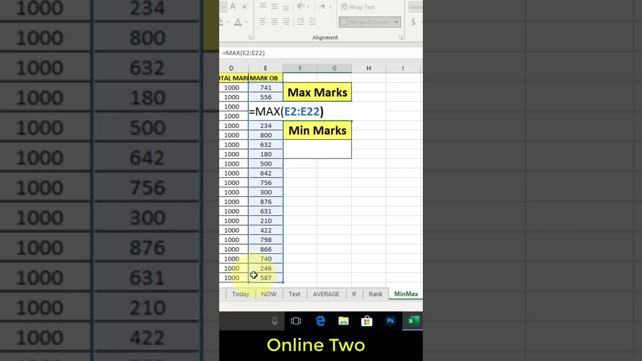 MAX and MIN Formula in Excel