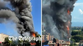 video: Milan inferno: High-rise residential tower engulfed in flames