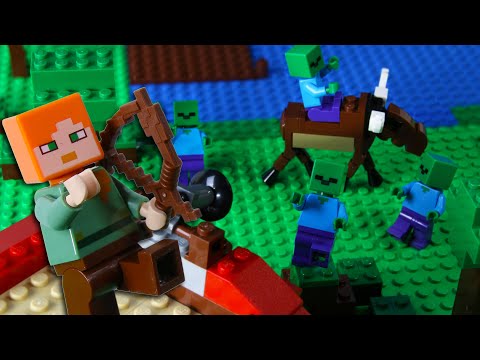 Billy Bricks - WildBrain - LEGO Minecraft Zombie Attack STOP MOTION LEGO Minecraft Log Cabin Brick Build | LEGO | Billy Bricks