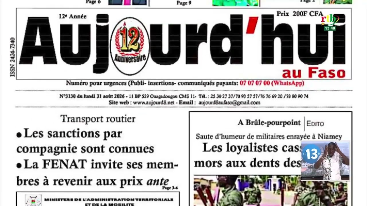 Revue de presse du 31 août 2026
