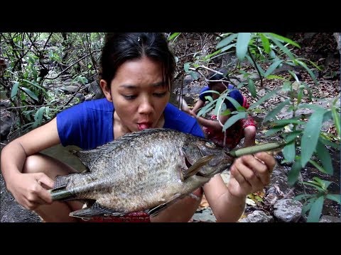 , title : 'Primitive Technology - Survival skills catch big fish at river and cooking fish - Eating delicious'