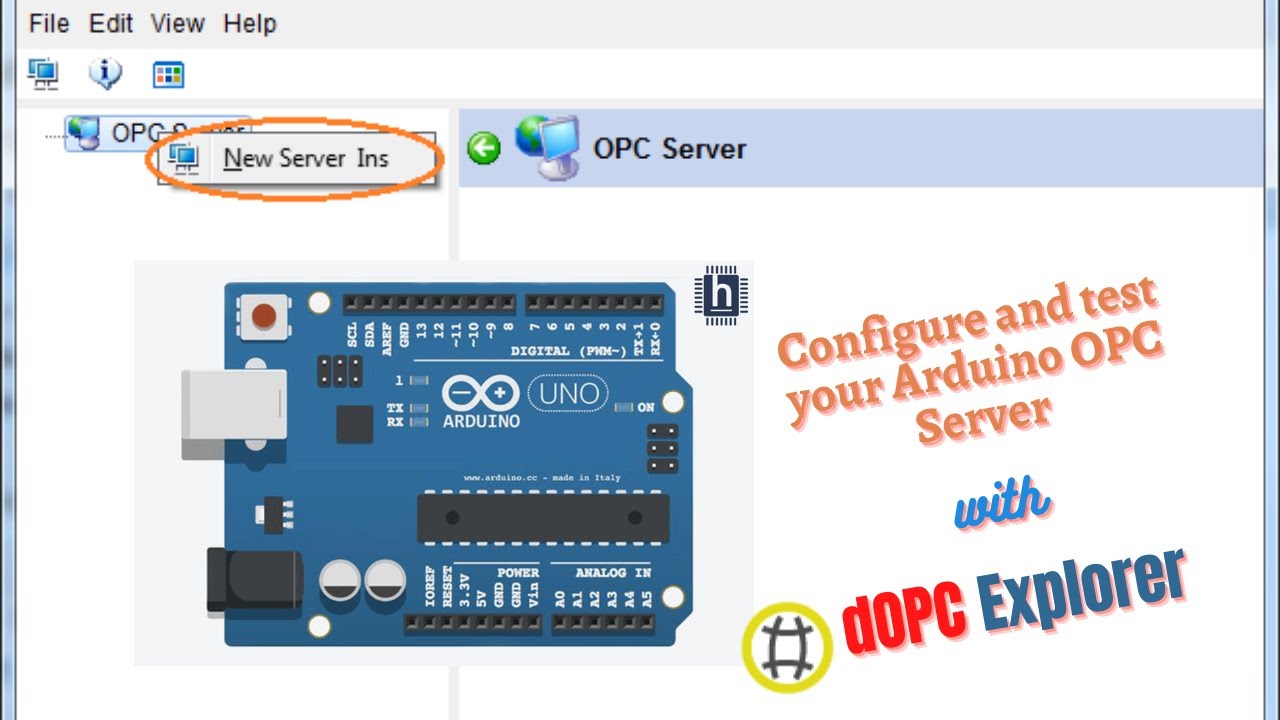 Configure and test Arduino OPC Server with dOPC Explorer