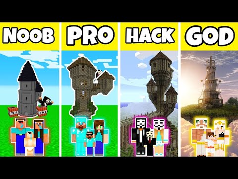 MonG - Minecraft - EPIC FAMILY WIZARD TOWER - NOOB vs PRO vs GOD in Minecraft