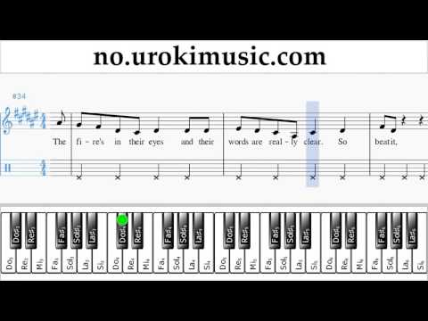 Lær å Spille Piano (høyre hånd) Michael Jackson - Beat It Melodi Trening Del#2 um-i935