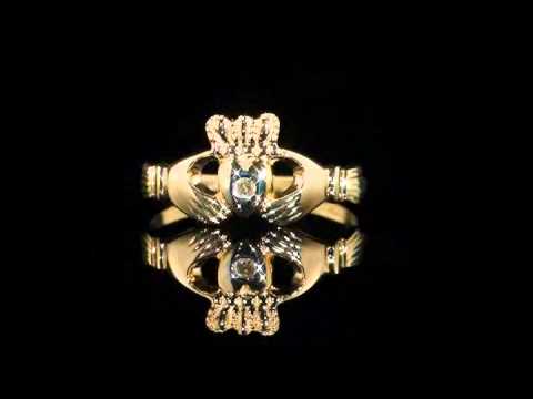 Diamond Claddagh Ring - 10K Yellow Gold | MyJewelryBox
