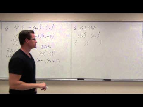 Intermediate Algebra Lecture 6.5:  Factoring Binomials (Difference of Squares/Cubes)
