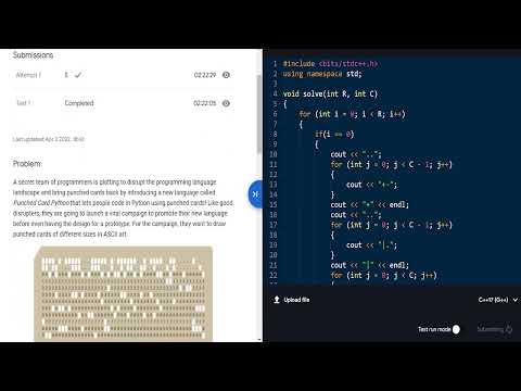 Punched Cards | Problem A |  Qualification Round | Google Code Jam 2022 Solution