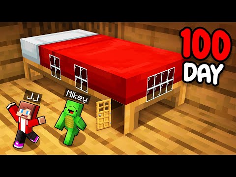 Mikey and JJ Survive 100 Days inside Bed in Minecraft (Maizen)