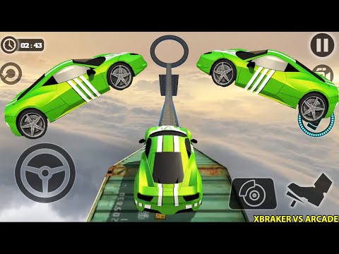Impossible Car Tracks 3D: Green Car Driving Stunts Simulator Levels 10 to 13 - Android Gameplay