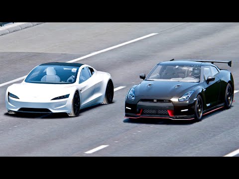 Tesla Roadster vs Nissan GT-R Nismo - Drag Race