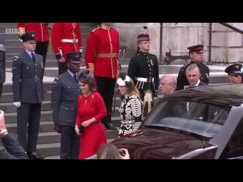 Arrival of Senior Members of the Royal Family - Queen's 90th Birthday Service of Thanksgiving.