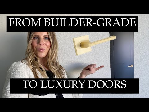 FROM BUILDER-GRADE TO LUXURY INTERIOR DOORS | Black Interior Doors | Satin Brass Hardware | EMTEK