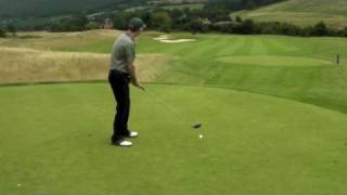 preview picture of video 'Peter's tee shot, first hole Twenty Ten course, Celtic Manor'