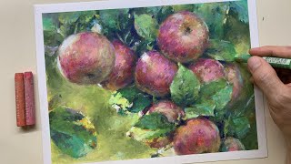 오일파스텔 / 사과나무 (브리스톨지 사용 후기)