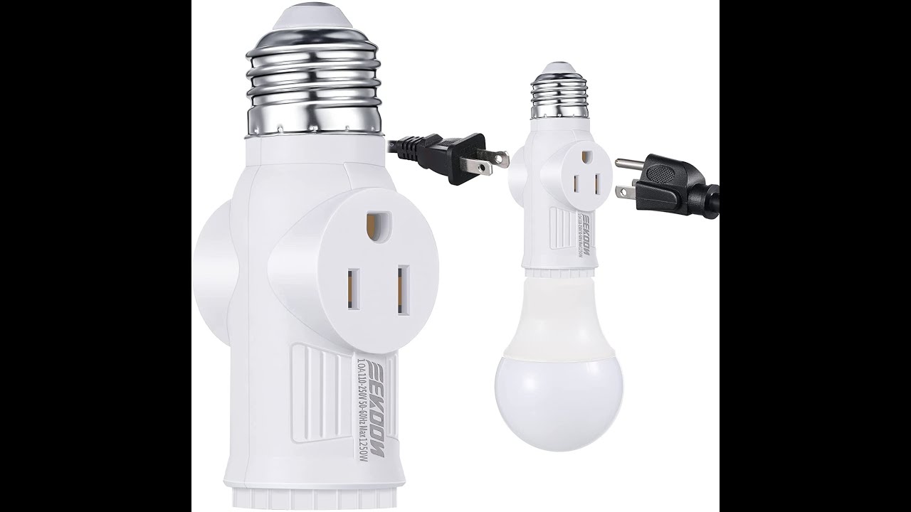1250W E26 3 Prong Light Bulb Socket Adapter 2 Outlet