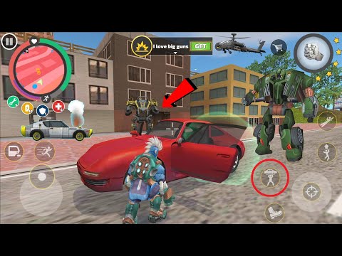 Rope Hero: Vice Town (Rope Hero Throws the Car on Assault Machine) Car Blaster - Android Gameplay HD