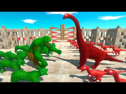 ⚡ ZOMBIE GORO THE GIANT vs VIRUS BRACHIOSAURUS DEATH DUEL - 🦖 Animal Revolt Battle Simulator 🦕