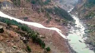 preview picture of video 'Big Avalanche blocked road and Chenab river, Paddar J&K India'