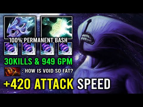 +420 Attack Speed Moon Shard Ultra Carry Faceless Void with 949 GPM Max Slotted Powerful Bash Dota 2