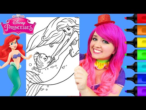 How To Color Princess Ariel & Flounder | Markers - YouTube