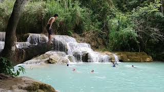 preview picture of video 'DIVING, at Kuang Si Waterfall, Laos'