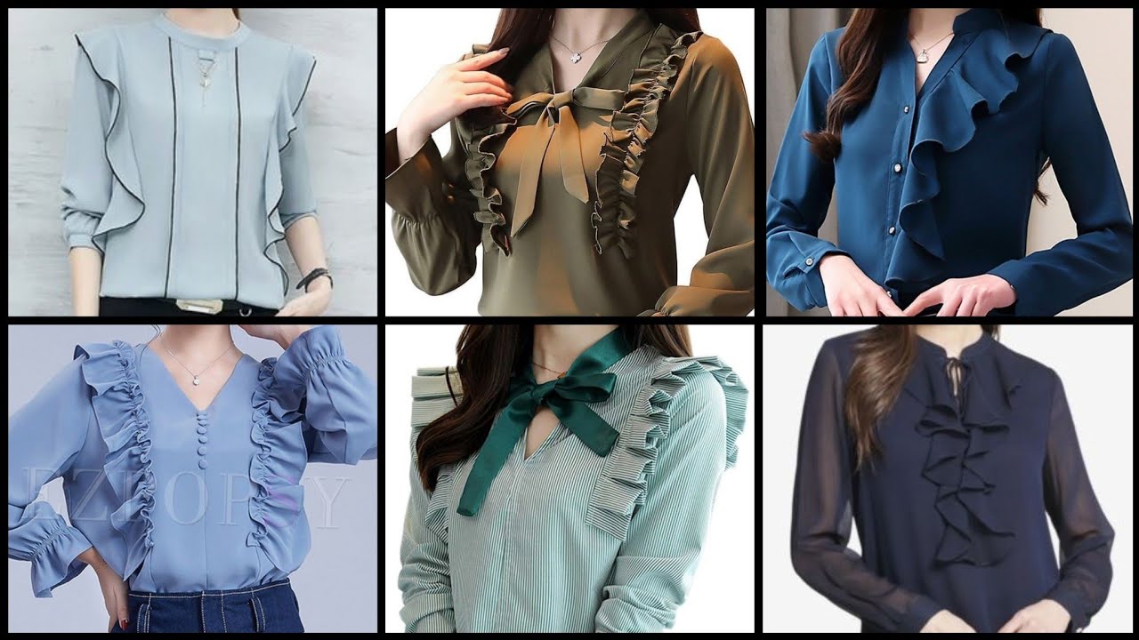 Top 40+ Awesome Ruffle blouse designs ideas for Office & Semi formal wear