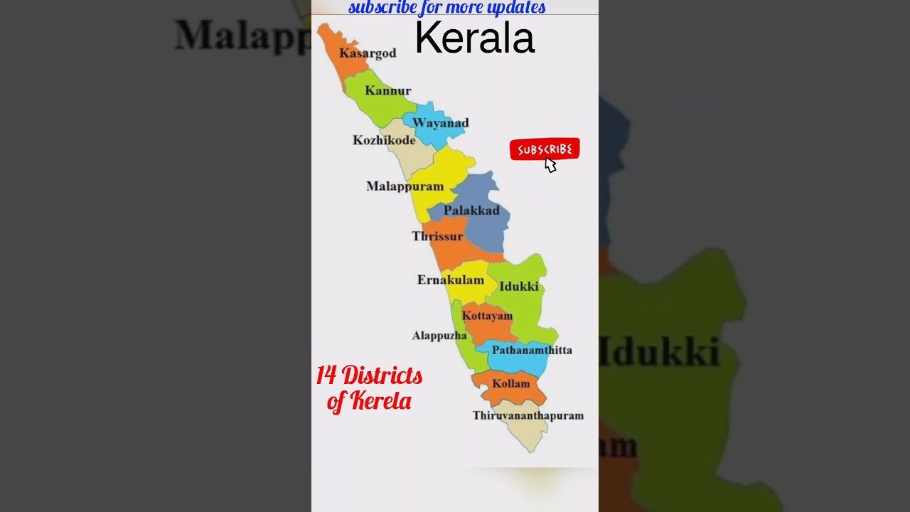 Kerela Map I 14 Districts of Kerela State I Map of Kerela