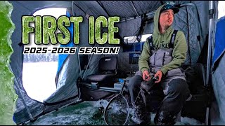 FIRST ICE in the Flip-Over Shack (Ice is Getting THICKER!)