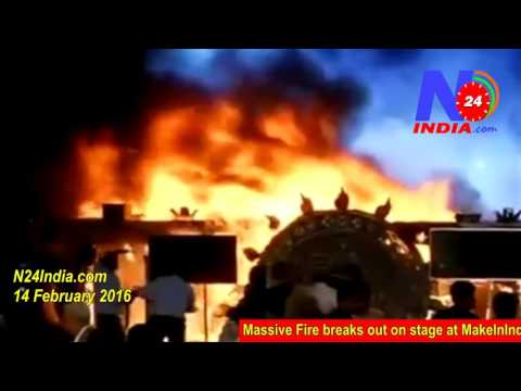 Massive Fire breaks out on stage at ‎MakeInIndia‬ week event.