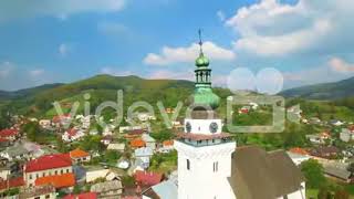 A classic aerial shot over a small rural Eastern European village in Slovakia 池田直弘神戸 池田直弘