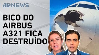 Avião da Latam colide com pássaro e voo volta ao Galeão; Deysi e Vilela comentam