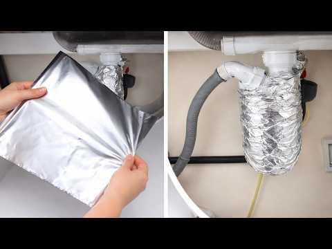 Abfluss mit Alufolie umwickeln. Das Ergebnis ist unglaublich