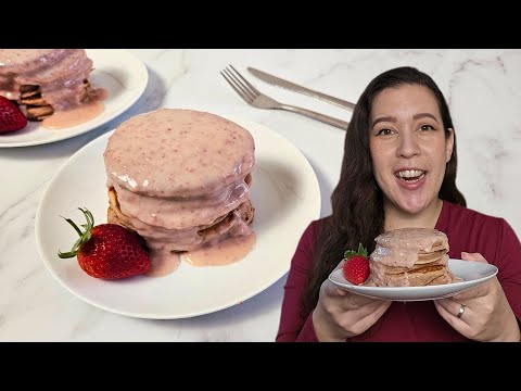 How To Make Fluffy Strawberry Pancakes Recipe | With Strawberry White Chocolate Ganache