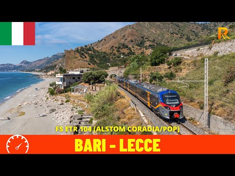 Cab ride Bari - Lecce ( Ferrovia Adriatica — "Adriatic Railway" Italy) train driver's view in 4K