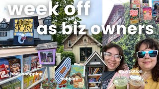 Our Week Off As Biz Owners 📚 book shopping, haul, free library, hobbies, thrifting📍Staycation Vlog☀️