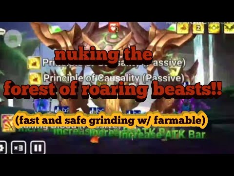 Summoners war- the best way to nuke forest of roaring beast!  Semi farmable safe and fast grinding!