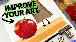 🎨 Painting a Realistic Apple in my Sketchbook 🍎 What I’ve Learned💡