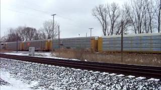 preview picture of video 'Illinois Terminal Heritage Locomotive On NS Train #287 Erie, PA 2-12-2013'