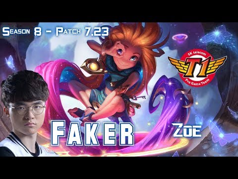 SKT T1 Faker ZOE vs AKALI Mid - Patch 7.23 KR Ranked