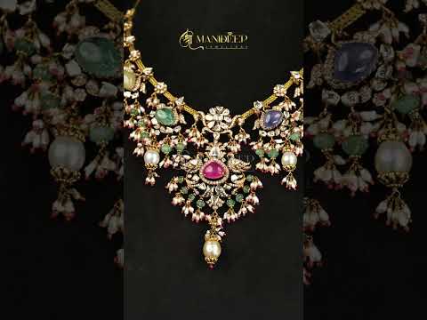 Royal Multi-Stone Kundan Necklace | Designer Jewellery by Manideep Jewellers
