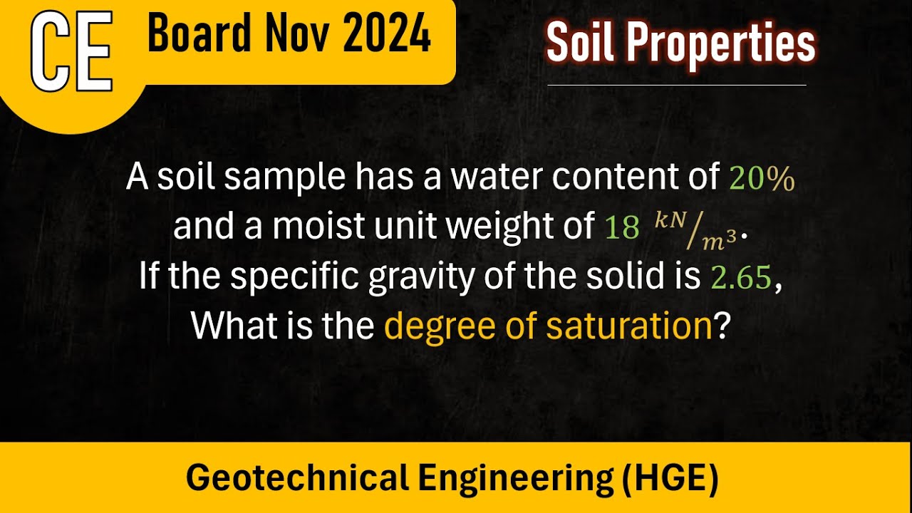 CE Board HGE Problem 84 (Soil Properties) - CE Nov 2024