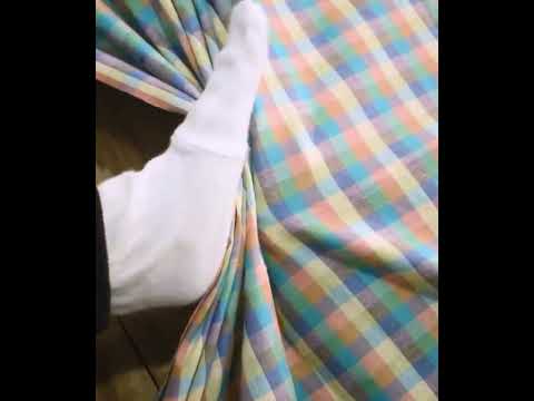 Check Multicolour Pure Cotton 100 GSM Handwoven Fabric 464 — video