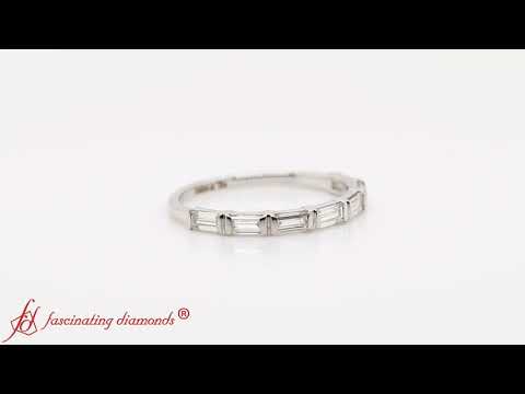 Bar Set Thin Baguette Wedding Band In White Gold