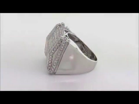 14k White Gold, Diamond Pave Set Mens Right Hand Ring(4.05ctw)
