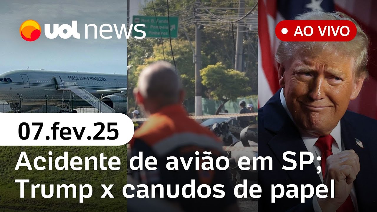 Brasileiros deportados dos EUA chegam em 2º voo; avião cai em SP; Trump vetará canudos de papel